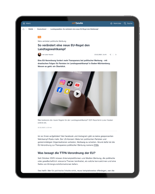 Meta verbietet politische Werbung